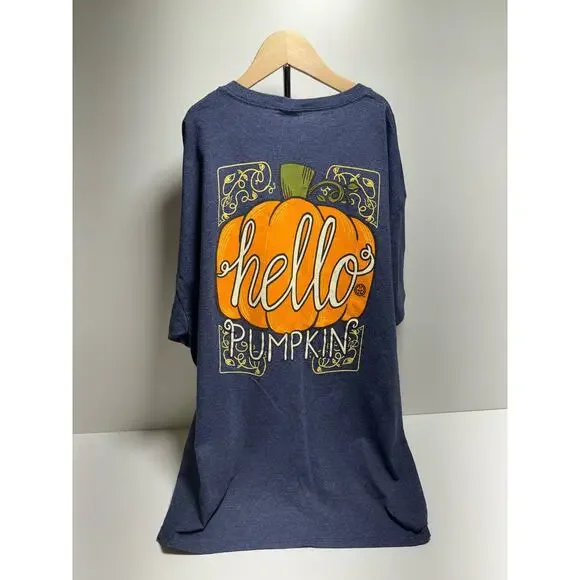 Girlie Girl Originals XL Graphic Teeshirt Hello Pumpkin Fall Halloween - Picture 2 of 6